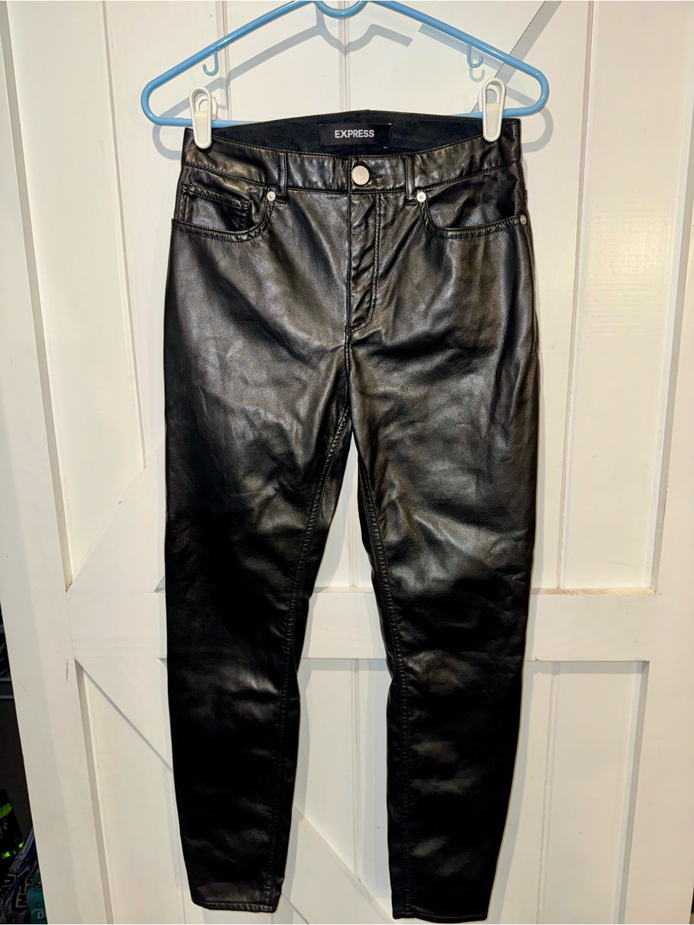 Express High Rise Faux Leather Leggings Black Ankle Leggings Size 14R